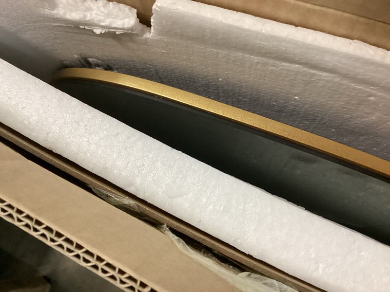 Condition photo showing New/Like New for PERFNIQUE Irregular Wall Mirror Asymmetrical Mirror, 32''x24'' Gold Mirror for Bathroom Bedroom Living Room Entryway, Decorative Modern Boho Decor, Wall Mouted(Gold, 32''x24'') Gold 32"L x 24"W