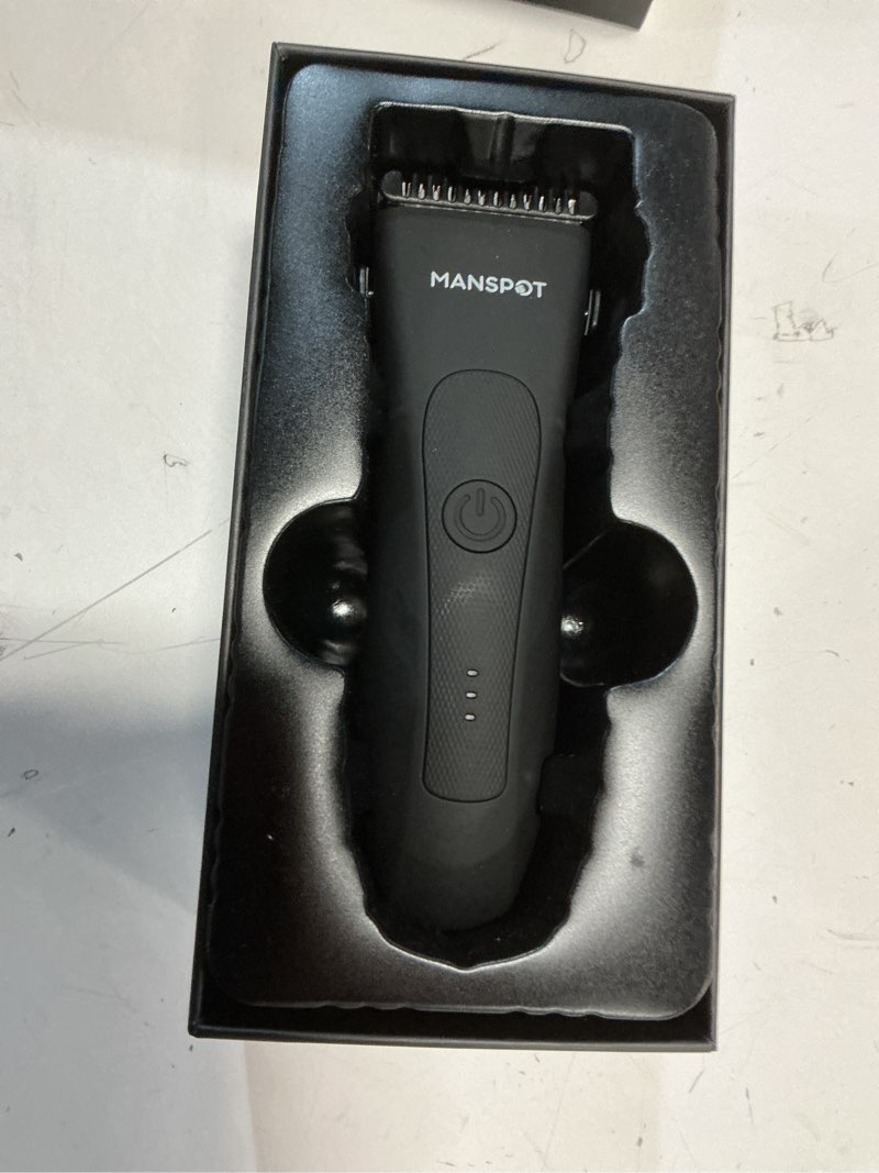 Condition photo showing New/Like New for MANSPOT Manscape Groin & Body Hair Trimmer for Men, Electric Ball Pubic Trimmer Shaver,Manscape Kit with 4 Guard,Replaceable Ceramic Blade Heads,Waterproof Wet/Dry Shaver,90 Minutes Shaving Black