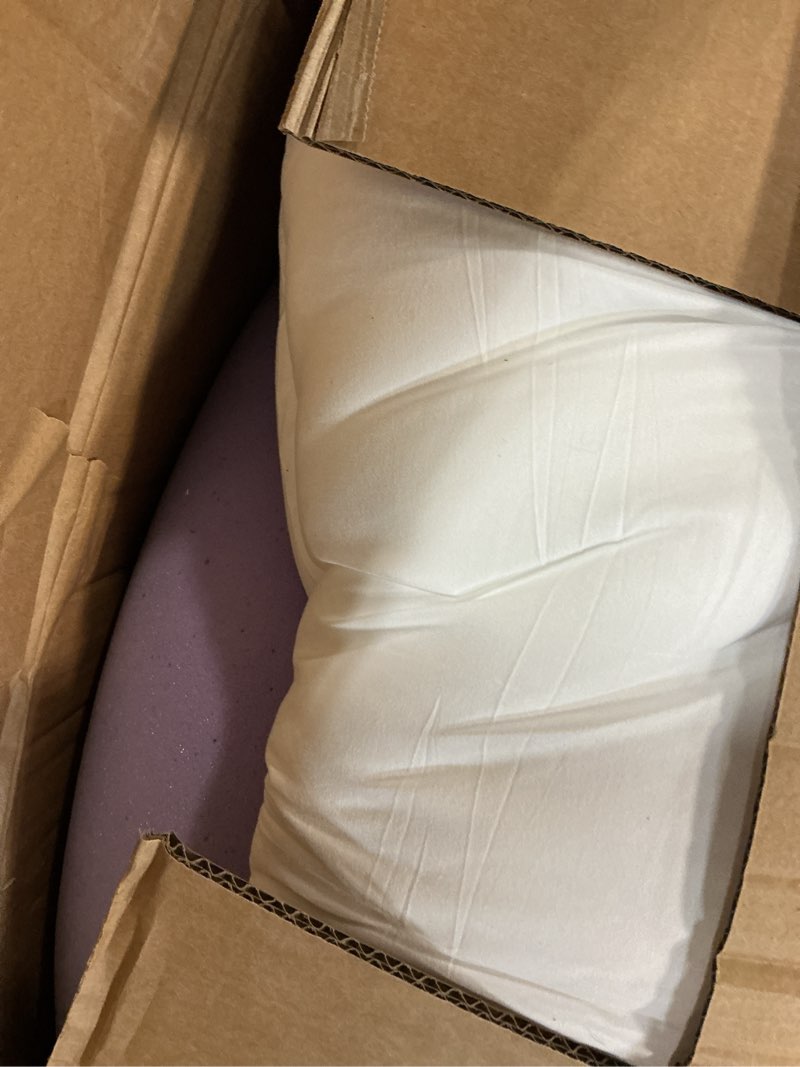 Condition photo showing As Is for downluxe 4 inch king memory foam mattress topper pro dual layer 2 inch cooling gel egg crate memory foam plus 2 inch pillow top medium firm with deep pocket white king