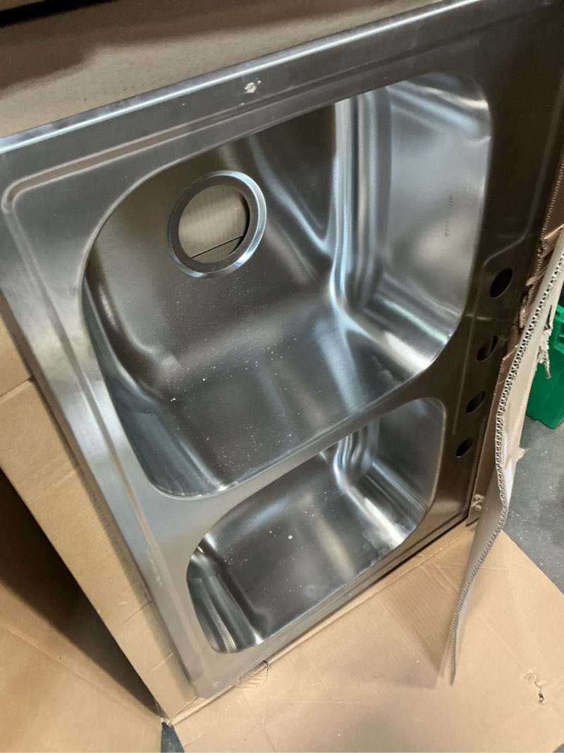 Condition photo showing Good Condition for allen + roth the fenway drop-in 33-in x 22-in stainless steel double equal bowl 4-hole kitchen sink