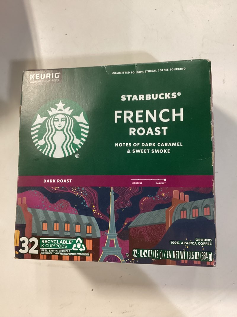 Condition photo showing New/Like New for Starbucks K-Cup Coffee Pods, Dark Roast Coffee, French Roast, 100% Arabica, 1 box (32 pods)