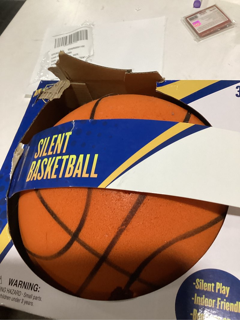 Condition photo showing As Is for Silent Basketball Size 7 (29.5") – Grooved Airless Indoor Basketball for Quiet Dribbling and Indoor Training, Pro PU Foam Ball – Real Feel Higher Bounce Quieter Orange