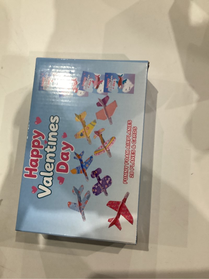 Condition photo showing New/Like New for Valentines Day Gifts for Kids - 28 Flying Foam Airplanes Toys Valentine's Greeting Cards for Kids Classroom School Party Supplies Treats for Boys Girls School Party Favor Bulk Exchange Prizes Present