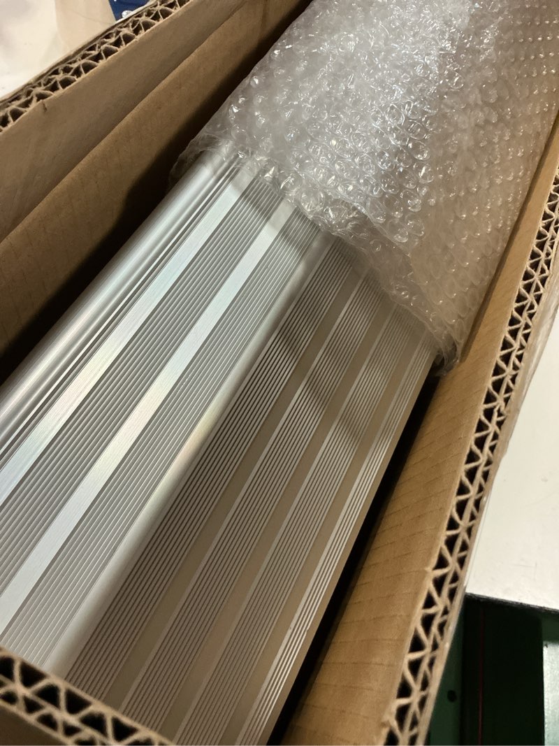 Condition photo showing Good Condition for vevor door threshold ramp, 5 inch rise, aluminum alloy threshold ramp rated 800 lbs load capacity, handicap ramps for home steps for wheelchair, scooters, power chairs, walkers, bicycle, tricycle 5" rise gray