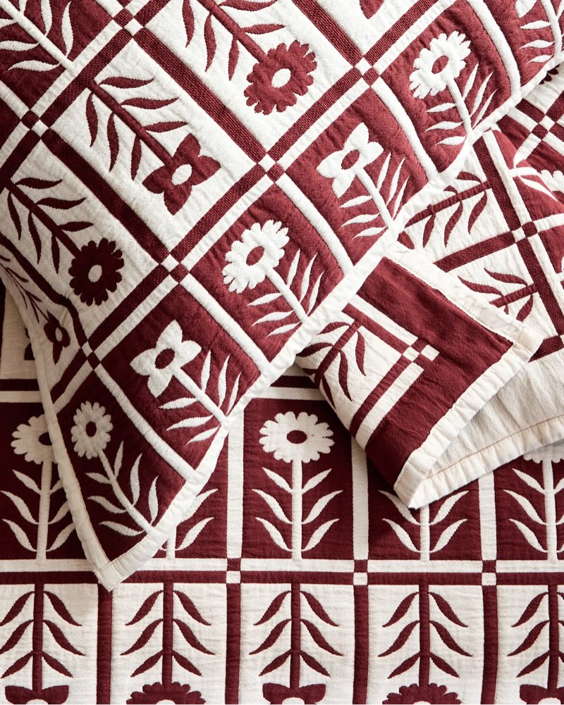 Floral Sham Set Burgundy