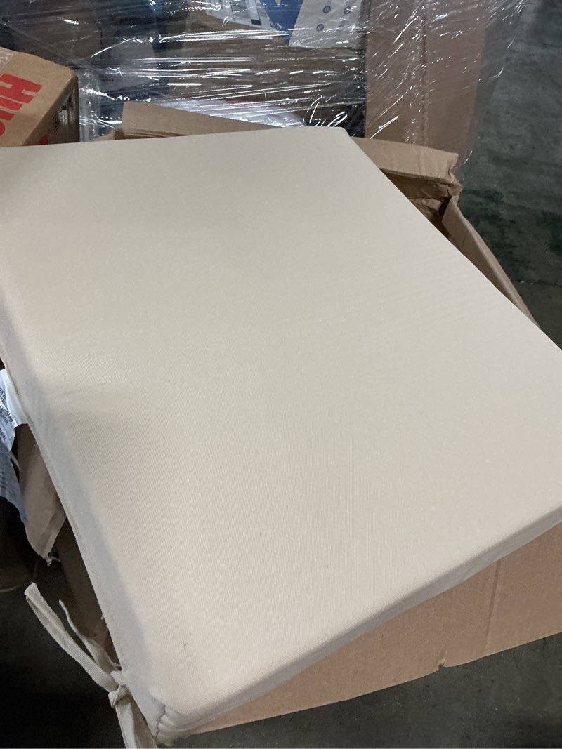 Condition photo showing Good Condition for outdoor cushions for patio furniture set of 4, 18.5 x 16 x 3 inch waterproof outdoor chair seat cushions, beige square with non-slip ties (square corner) beige 18.5*16*3"(4 pack)