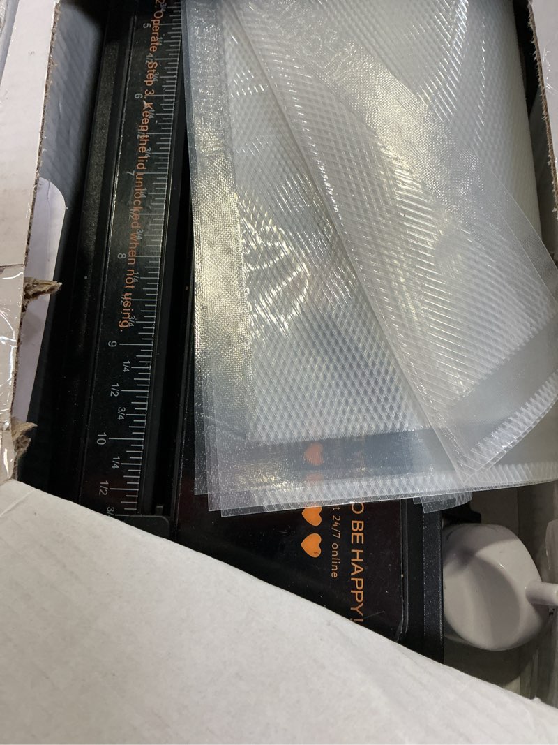 Condition photo showing As Is for megawise vacuum sealer machine | 80kpa suction power| bags and cutter included | compact one-touch automatic food sealer with external vacuum system | dry moist fresh modes for all saving needs black 16.14 x 5.59 x 4.02 inches sealer