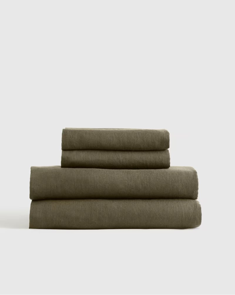 quince european linen sheet set queen dusty olive