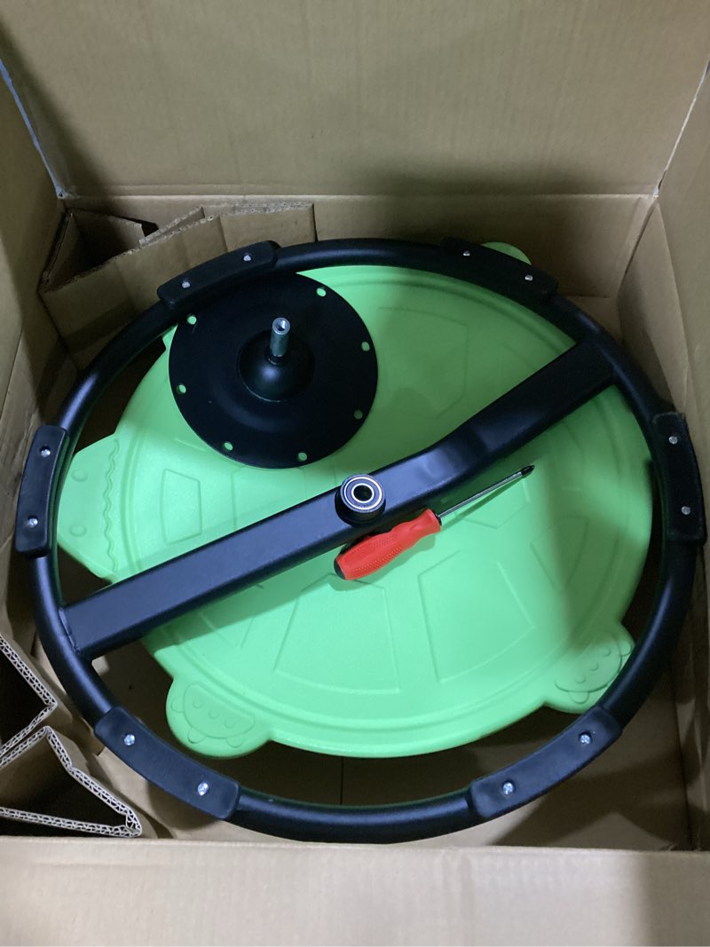 Condition photo showing As Is for turtle spinning chair for autistic kids – sensory spinning toy, spin chair for kids autism, sensory swivel seat for balance, coordination, focus & adhd support, autism sensory products (green) turtle / green