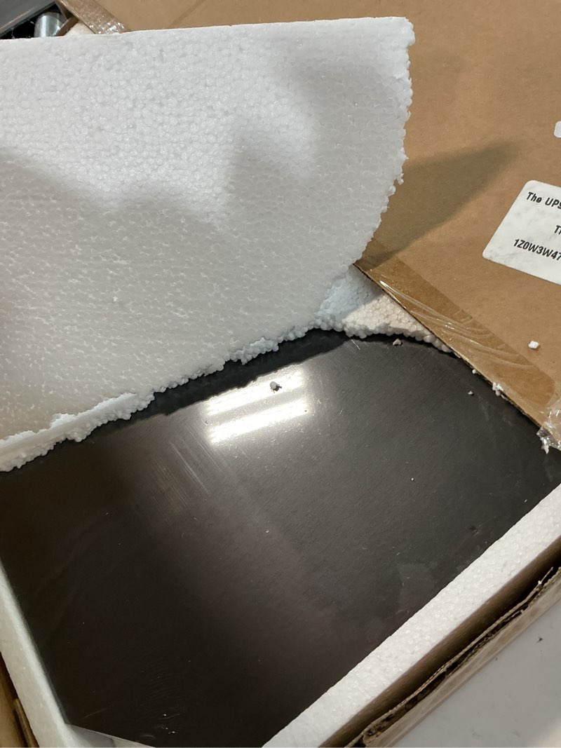 Condition photo showing New/Like New for 20-Inch Corner Floating Shelf, Pentagon Wall Mounted Corner Shelf with Wire Cable Hole for Bedroom, Living Room, Bathroom, Large Display Shelf for Cable Boxes/Games Consoles (Espresso)