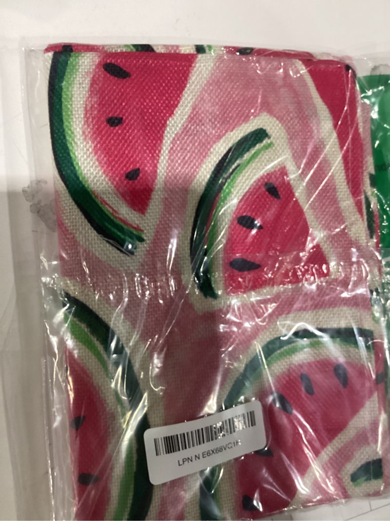 Condition photo showing Good Condition for summer watermelon table runner, pink melons fruit kitchen dining | table decoration, seasonal indoor outdoor home decor party supply 13 x 72 inch watermelon table runner 13''x72''