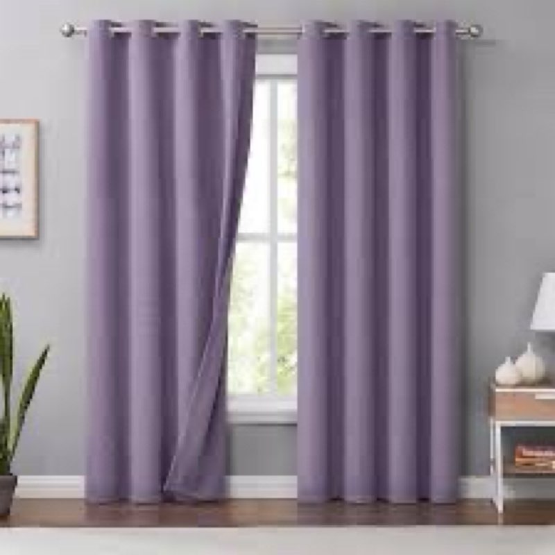 Melodieux 100% Blackout Curtains for Bedroom, Thermal Insulated Noise Reducing Linen Grommet Window 