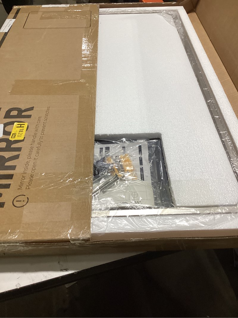 Condition photo showing Good Condition for Keonjinn 20 x 30 Inch Brushed Nickel Bathroom Mirrors for Over Sink, Rounded Rectangle Silver Bathroom Vanity Mirror, Farmhouse Mirror for Wall, HD Tempered Glass, Anti-Rust Aluminum Alloy Mirror Brushed Nickel 30"L x 20"W