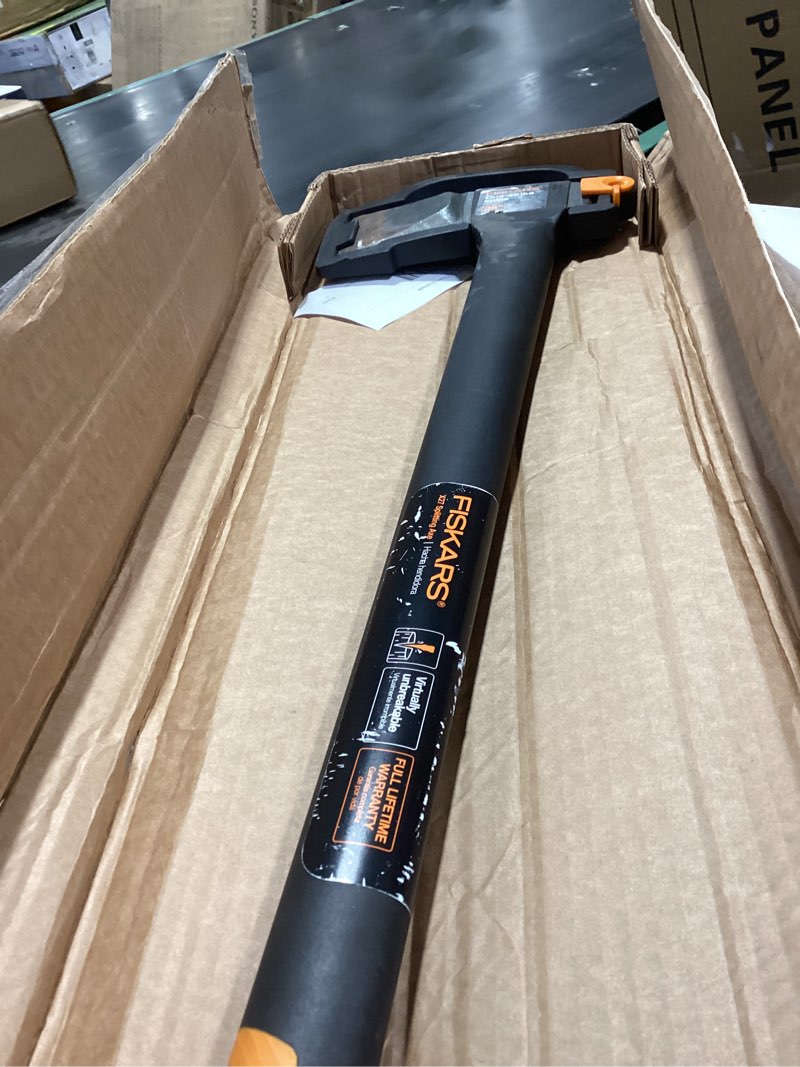 Condition photo showing As Is for fiskars x27 super splitting axe, 36" wood splitting axe for medium to large size logs with shock-absorbing handle, split firewood, forged steel blade, bushcraft gear and camping hatchet 36" splitting axe