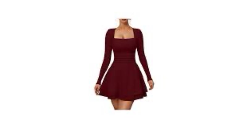 xxtaxn women’s sexy long sleeve square neck flowy hem ruched high waist party mini dress with side p