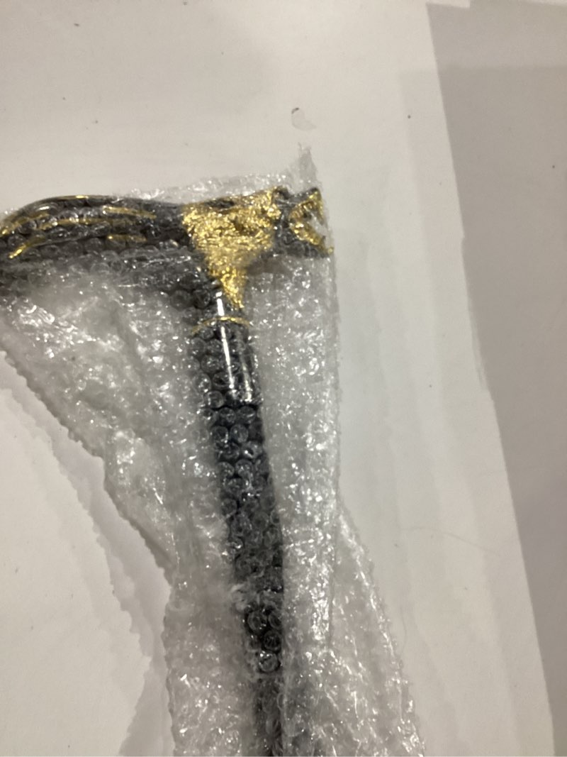 Condition photo showing New/Like New for Walking Cane for Men & Women & Seniors - 36.5 Inch Heavy Duty 500+ lbs Capacity, Wolf Ergonomic Handle, Decorative & Ornate Design, Gothic & Goth Elegant Artistry, Metal Cane Black gold