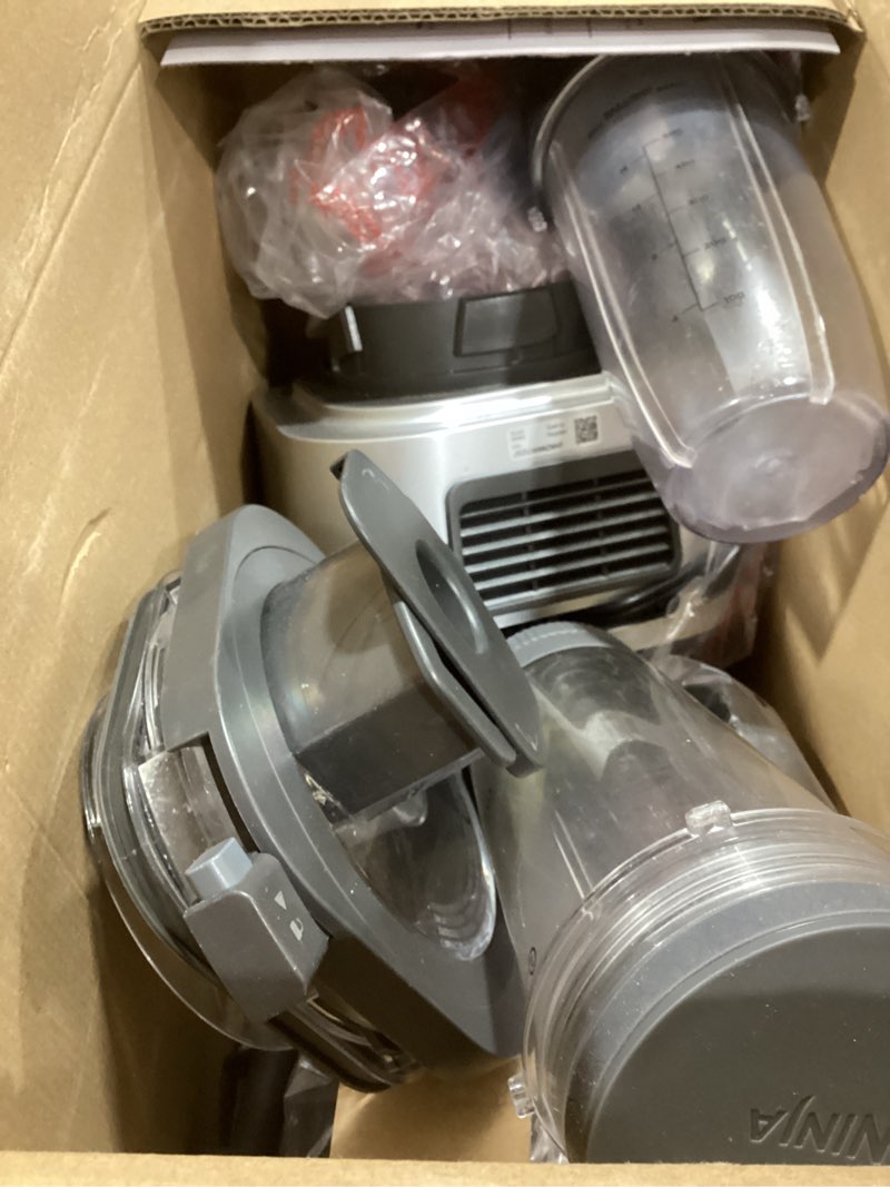 Condition photo showing As Is for ninja blender & food processor combo, foodi power blender system for smoothies, bowls, spreads & shakes, 6 functions, 72-oz pitcher, to-go cups, silver, ss401 1600 peak watts
