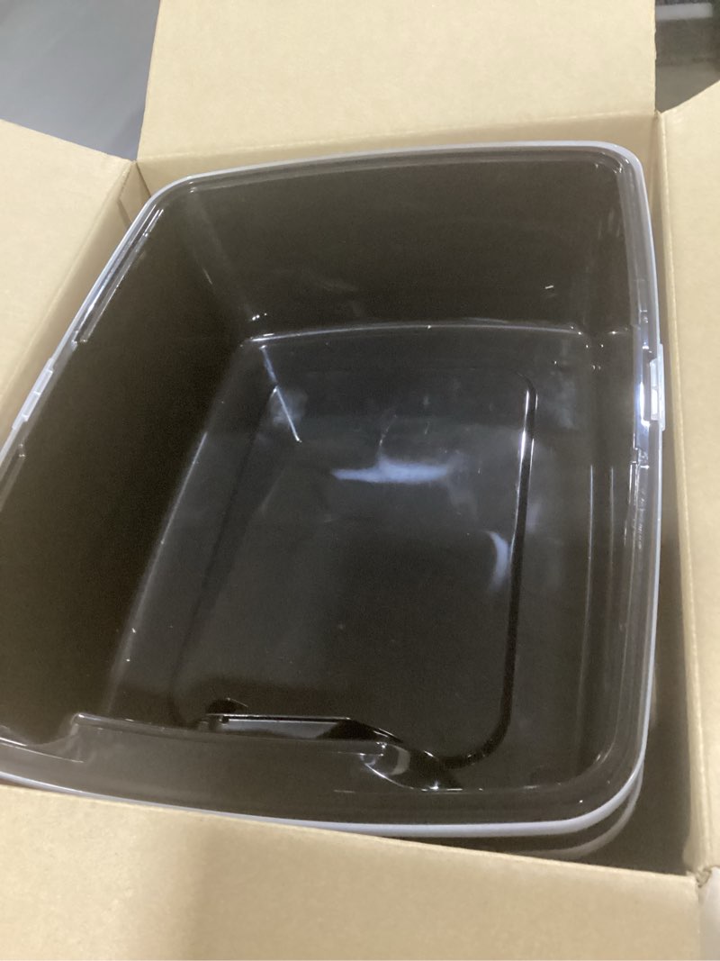 Condition photo showing Good Condition for IRIS USA 2 Pack Large Open Top Cat Litter Box with High Sides, Scatter Shield & Scoop, Black, for Indoor Cats, Kittens or Multicat Homes
