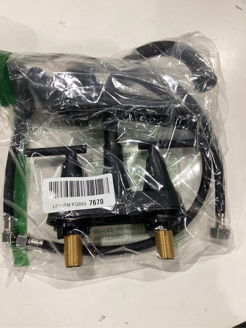 Condition photo showing Good Condition for bathroom faucets for sink 3 hole, hurran 4 inch matte black with pop-up drain and 2 supply hoses, stainless steel lead-free 2-handle centerset faucet for sink vanity
