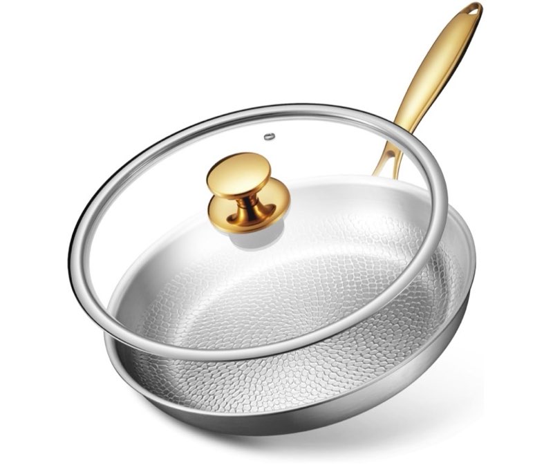 titanium pans for cooking | 12 inch pure tagine titanium skillet with lid | hammered chef-grade desi