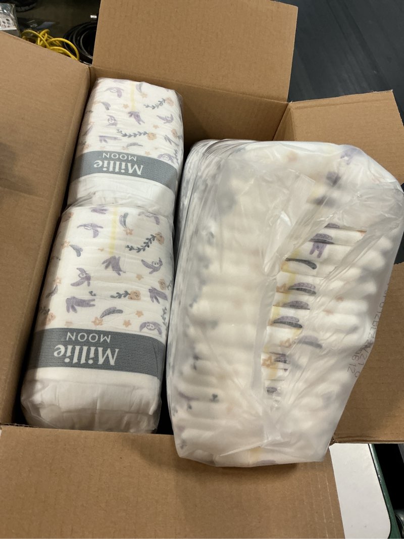 Condition photo showing As Is for millie moon luxury diapers, size 3, 80 count (select for more options)