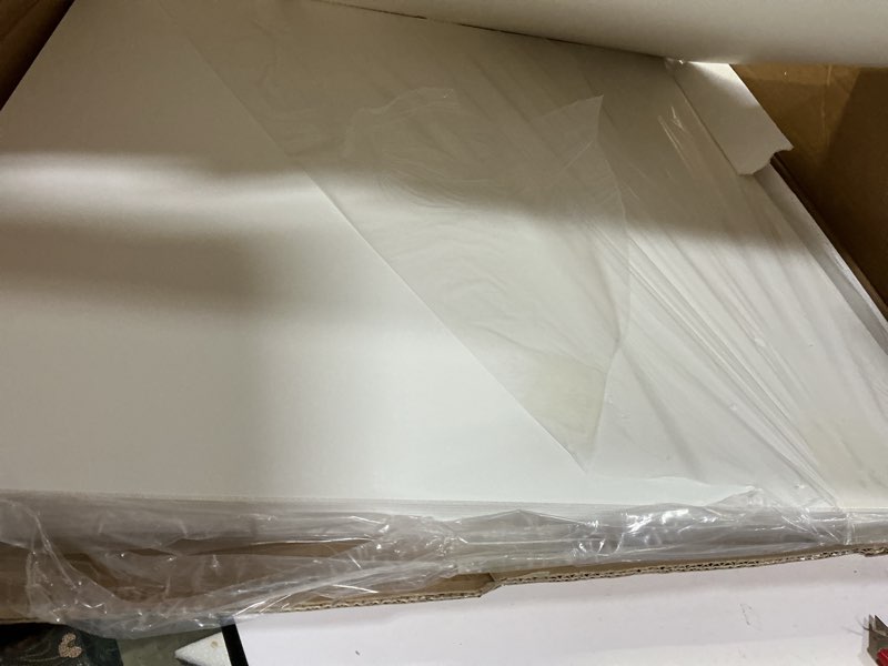 Condition photo showing As Is for Art3d 12-Pack Smooth Drop Ceiling Tile 2ft x 2ft - Fire-Rated, Waterproof, Reusable - Premium PVC, No Sag and Breakage - Cover 48 Sq. Ft, White 24*24 Square White 12