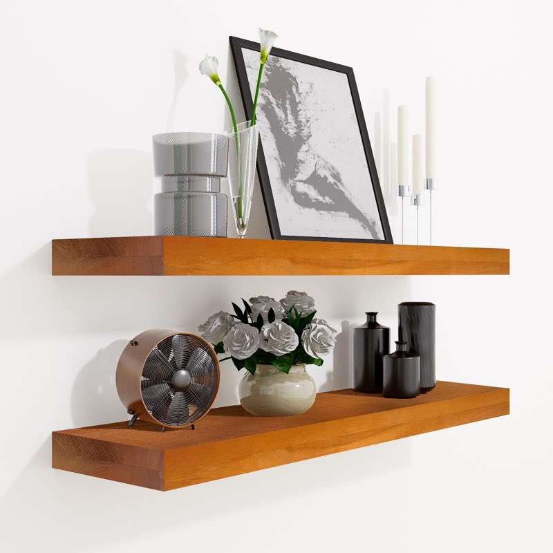 Beneouya 24 Inch Floating Shelves, Bathroom Wooden Shelves for Wall Mounted, Rustic Farmhouse Floati
