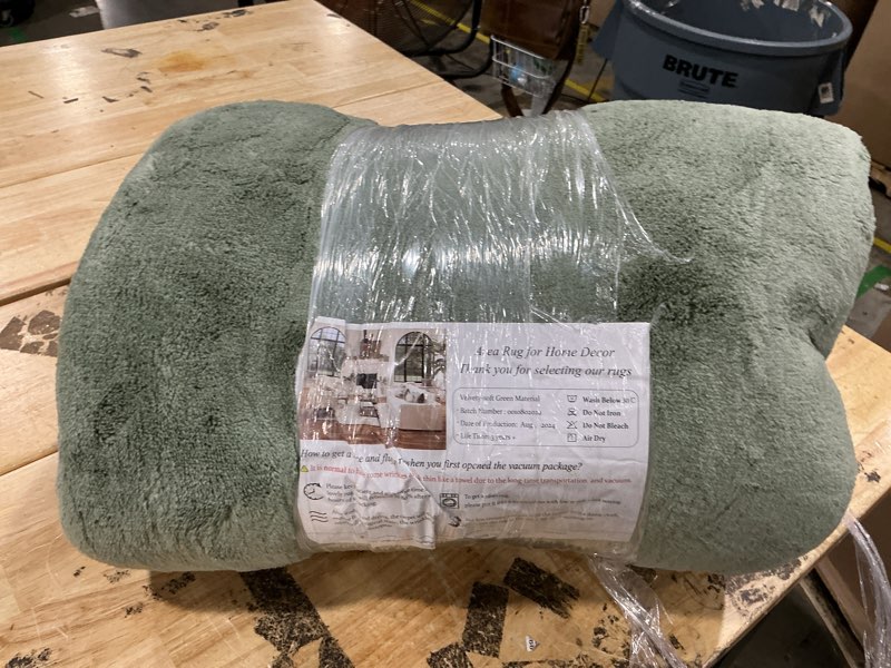 Condition photo showing Good Condition for amearea modern area rugs for bedroom living room, 4x6 feet sage green thickened memory foam rug, fluffy indoor washable rugs non slip minimalist carpet for kids boys girls dorm nursery room decor 4' x 6' (rectangular) sage green