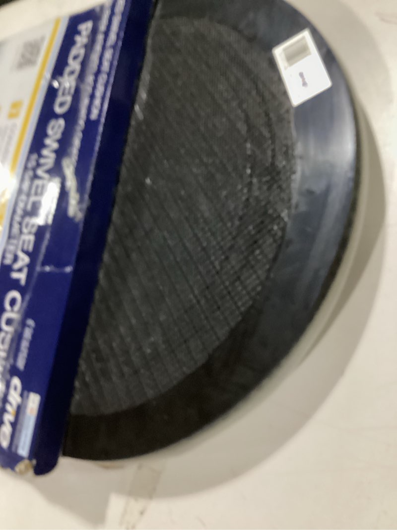 Condition photo showing As Is for drive medical deluxe swivel seat cushion, dark gray, 1.3 foot | deluxe swivel seat cushion offers comfortable, supportive cushioning in dark gray finish for everyday use