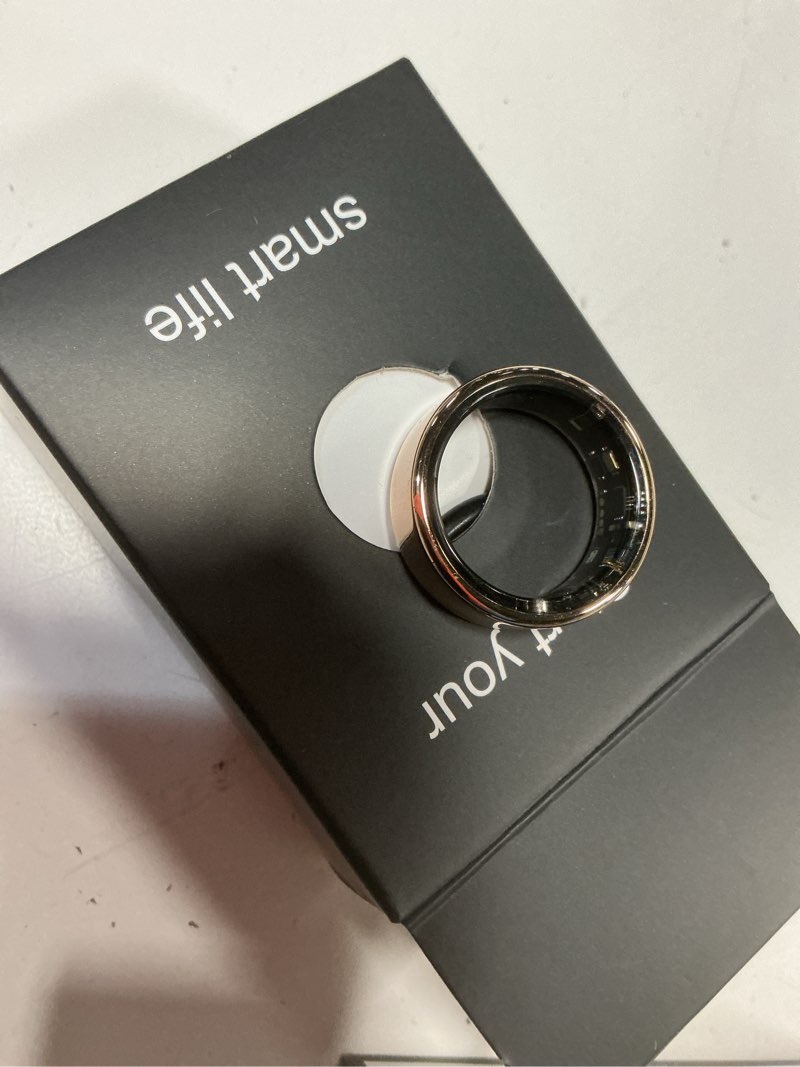 Condition photo showing As Is for smart ring health tracker, sleep/exercise monitoring, ios /android compatible, ip68 water resistance, no subscription required, 5-day battery life, suitable for both women and men (rose gold, 9)