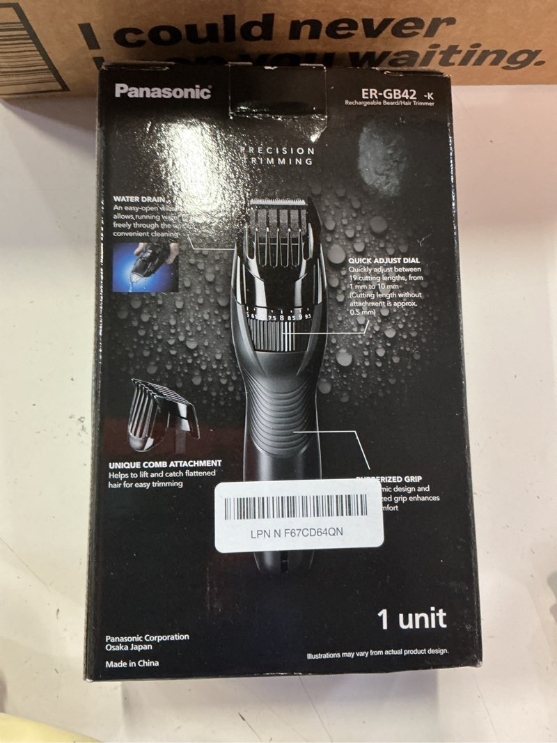 Condition photo showing Good Condition for panasonic cordless beard trimmer for men with precision dial, 19 adjustable length settings, rechargeable battery, washable - er-gb42-k (black) er-gb42-k 0.5-10mm hair length