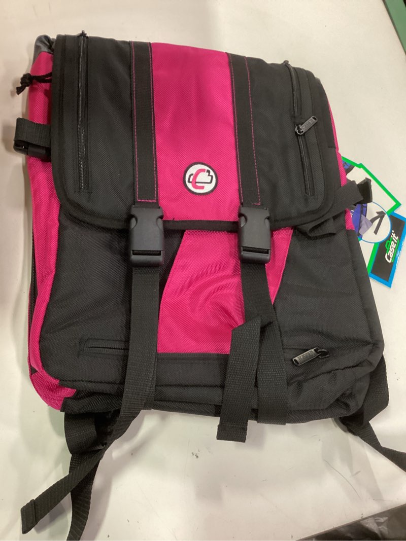 Condition photo showing New/Like New for Case-It The Classic Laptop Backpack, Fits 13 Inch and Some 15 Inch Laptops, Magenta (BKP-303-MAG) Black/Pink