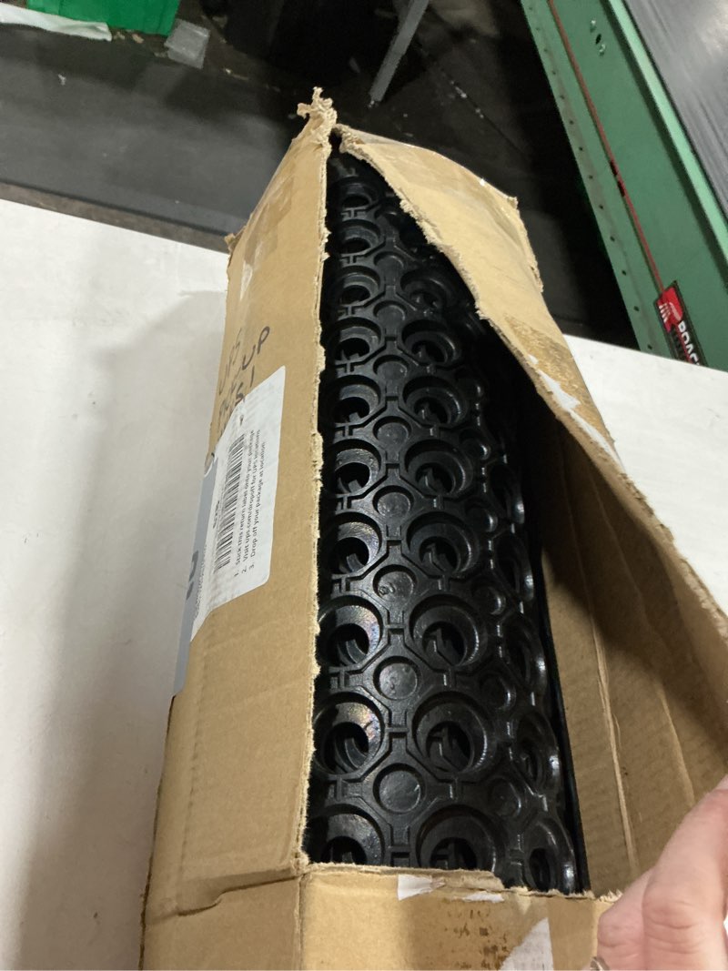 Condition photo showing Good Condition for large rubber doormat for outside - 60 x 35 heavy duty outdoor drainage mats with holes - waterproof anti slip fatigue floor mat for door, commercial kitchen, pool, restaurant, garage, bar, entrance 2'11" x 5' (rectangular)