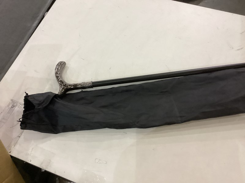 Condition photo showing Good Condition for Walking Cane for Men & Women - Heavy Duty 500+ lbs Capacity, Gothic Decorative Ornate Metal Cane with Ergonomic Handle, Black & Silver Design Walking Stick for Senior