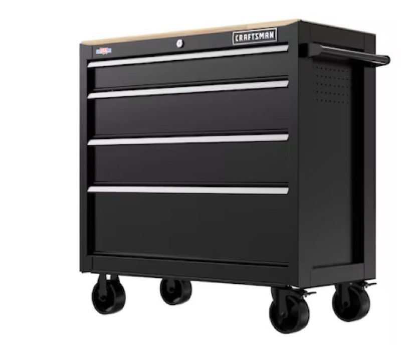 craftsman 40.3-in l x 36.5-in h 4 -drawers rolling black wood portable work bench item #7037772 | model #cmst98278bk
