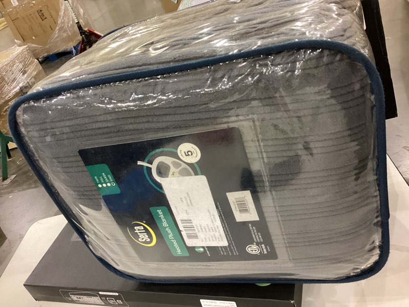 Condition photo showing New/Like New for Serta Travis Fleece Ultra Soft Tri-Rib Textured Electric Blanket, Cozy and Snuggly Cover Fast Heating for Cold Weather, Auto Shut Off, Multi Heat Setting Controller, King, Charcoal Charcoal King