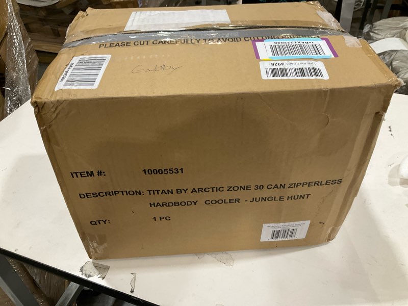 Condition photo showing New/Like New for Titan by Arctic Zone Deep Freeze Cooler - Zipperless Hardbody Cooler - Deep Freeze Insulation, HardBody Liner, and SmartShelf 30 Can Jungle Hunt