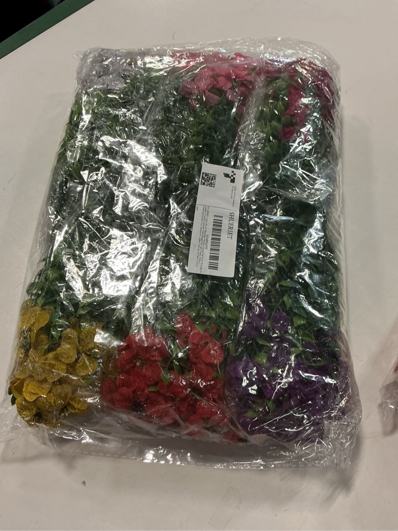 Condition photo showing New/Like New for 12-Pack Fake Mums Plants Artificial Fall Flowers for Outdoor Indoor Porch Yard Garden Decor, Faux Flower Daisy with Eucalyptus Leaves Boxwood Porch Patio (Daisy-4 Colors Mixed)