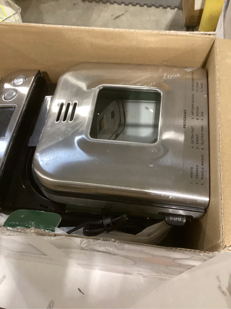 Condition photo showing Good Condition for Cuisinart Bread Maker Machine, Stainless Steel Automatic Bread Machine with 12 Menu Options, 3 Loaf Sizes up to 2 Lb., 3 Crust Colors, Removable Nonstick Baking Pan & Kneading Paddle, CBK-110NAS Compact Machine