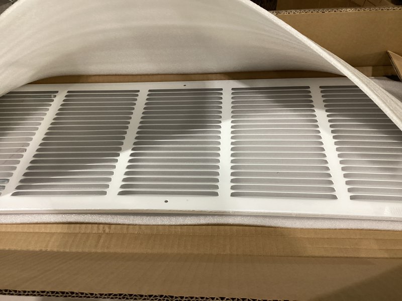 Condition photo showing Good Condition for 30"w x 10"h [duct opening size] steel return air grille, air return vent cover for ceiling and sidewall - hvac air vent covers - [outer dimensions: 31.75"w x 11.75"h]