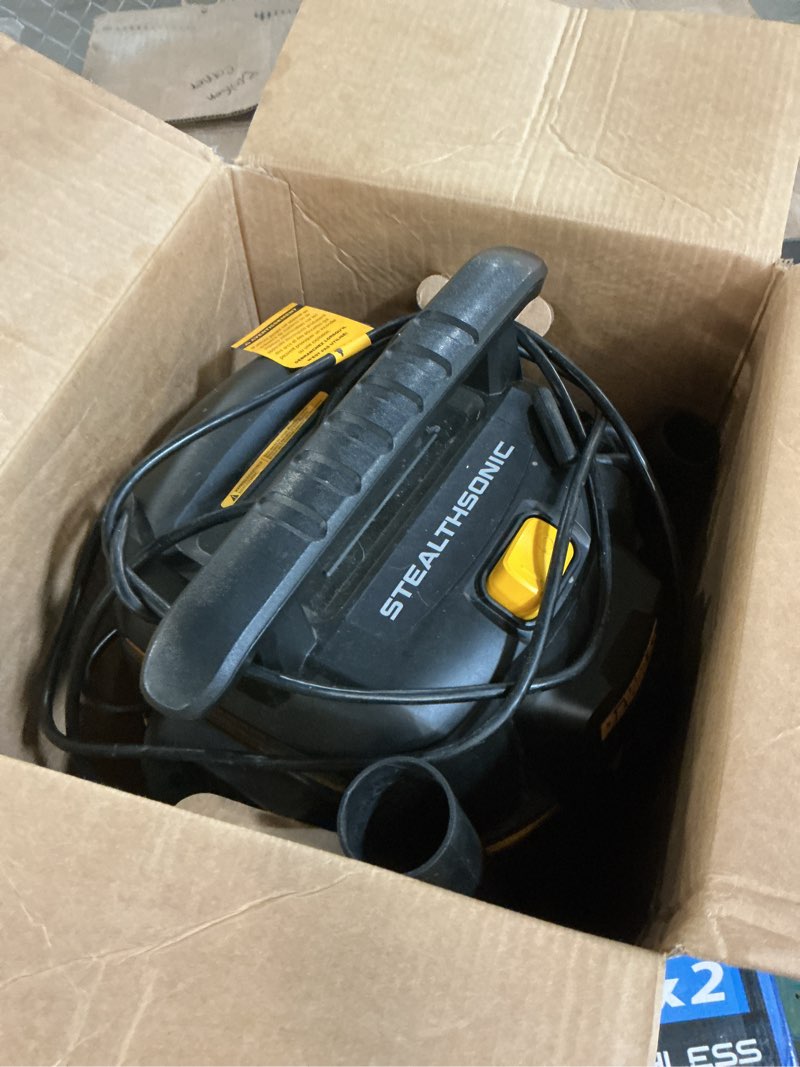 Condition photo showing As Is for dewalt stealthsonic quiet 6-gallons 4-hp corded wet/dry shop vacuum with accessories included