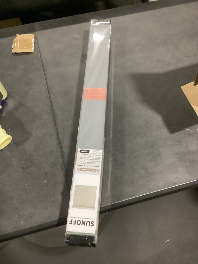 Condition photo showing Good Condition for sunoff cordless blackout roller shades blinds for windows free-stop,pull down room darkening with valance,thermal insulated woven fabric window door blinds for home,office,grey 23" w x 72" l 23"w x 72"h grey