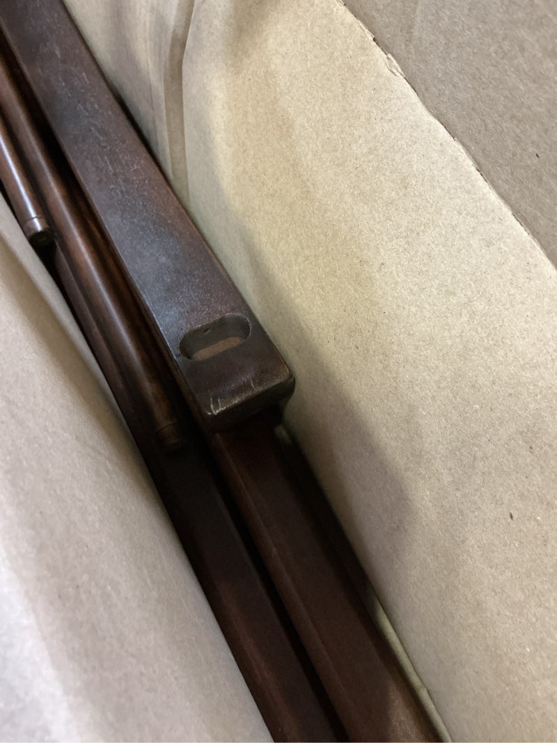 Condition photo showing As Is for deluxe hardwood clothes valet stand (red mahogany)