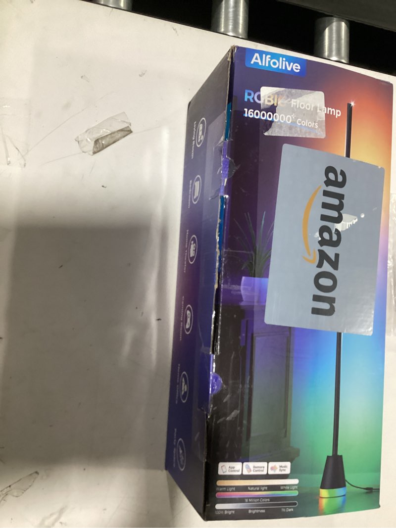 Condition photo showing New/Like New for Alfolive RGB Floor Lamp, Smart LED Corner Lamp for Living Room Bedroom, 16 Million DIY Colors Standi