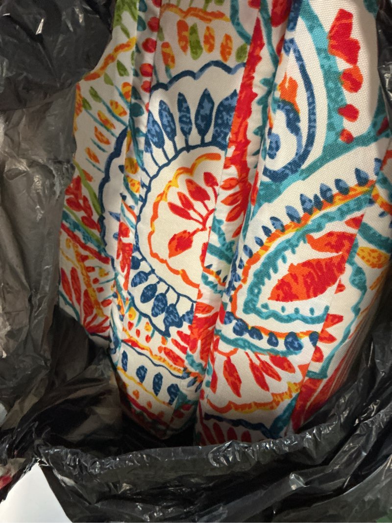 Condition photo showing As Is for jmgbird pack of 4 square chair cushions - water-resistant dining chair pads 16"x16"x4" paisley pattern for indoor/outdoor patio furniture paisley patten