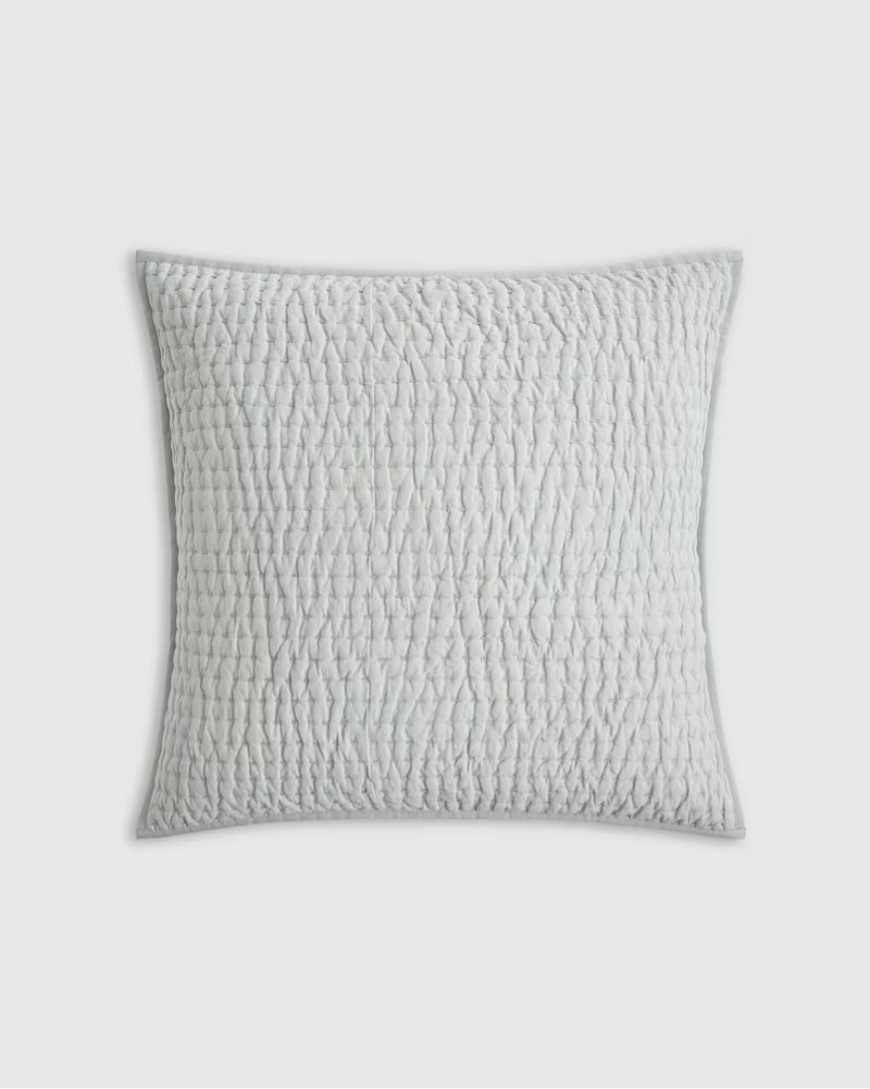 Quince European Linen Cotton  Pillow Case Stitch Quilted Euro Sham/Mist 