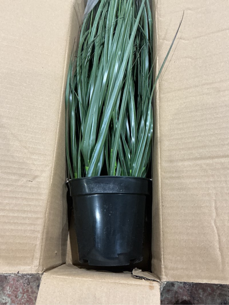 Condition photo showing As Is for artificial tall grass plants with pots 36“ 1 pack? captivating artificial faux tall pampas grass, ideal for home decor and plant room ambiance, ultimate indoor plant solution dark green 1