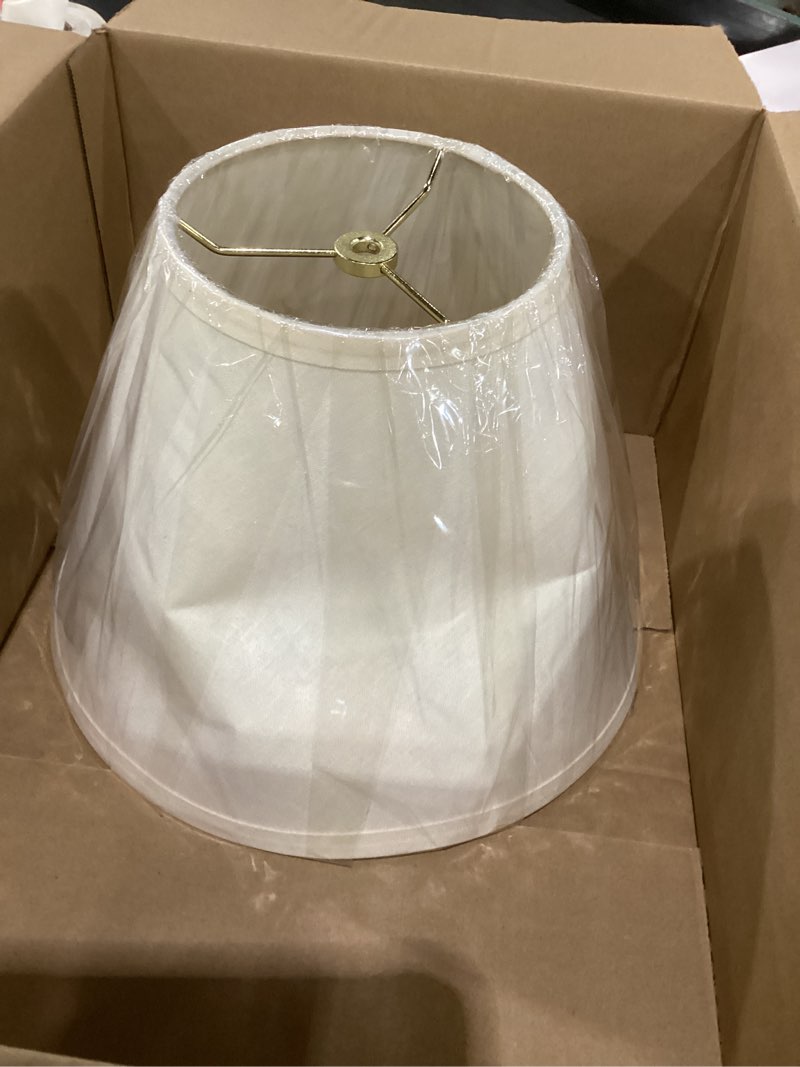 Condition photo showing As Is for aspen creative 32637a transitional empire shape spider construction lamp shade in white, 6" top x 12" bottom x 9" slant height