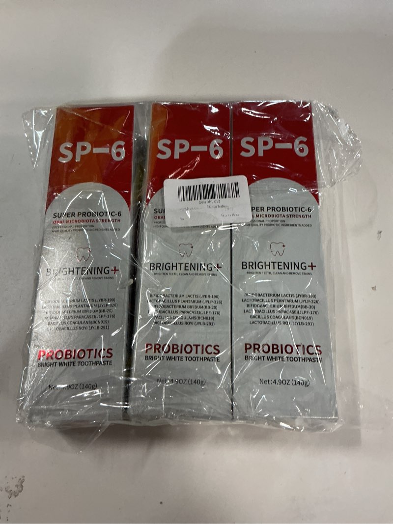 Condition photo showing New/Like New for ((Unknown Expiration Date))Sp-6 Probiotics Whitening Toothpaste, Sp-6 Ultra Whitening Toothpaste, Fluoride-Free, Fresh Breath Mint Flavor for Oral Health,Enhanced Formula with Enamel-Safe (3)