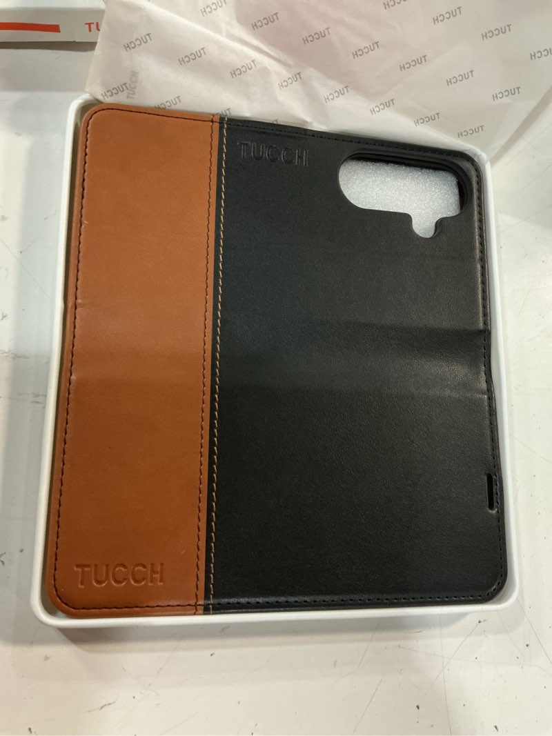Condition photo showing Good Condition for tucch wallet case for galaxy s26 5g, magnetic pu leather stand [rfid blocking] 3 card slot folio protective cover with tpu shockproof inner shell compatible with galaxy s26 6.3" 2026, black & brown for galaxy s26 black & brown